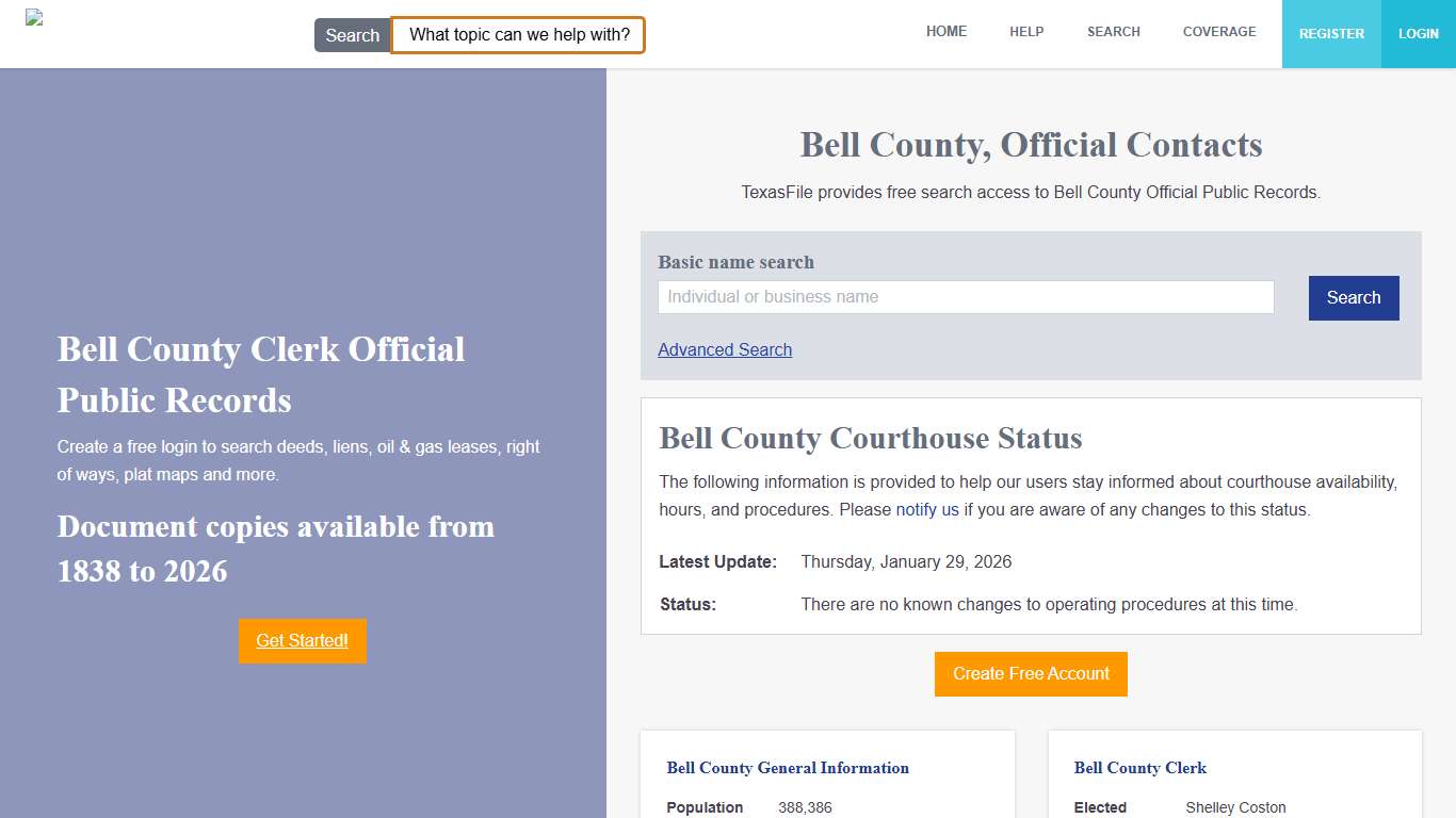 Bell County Clerk Official Public Records TexasFile