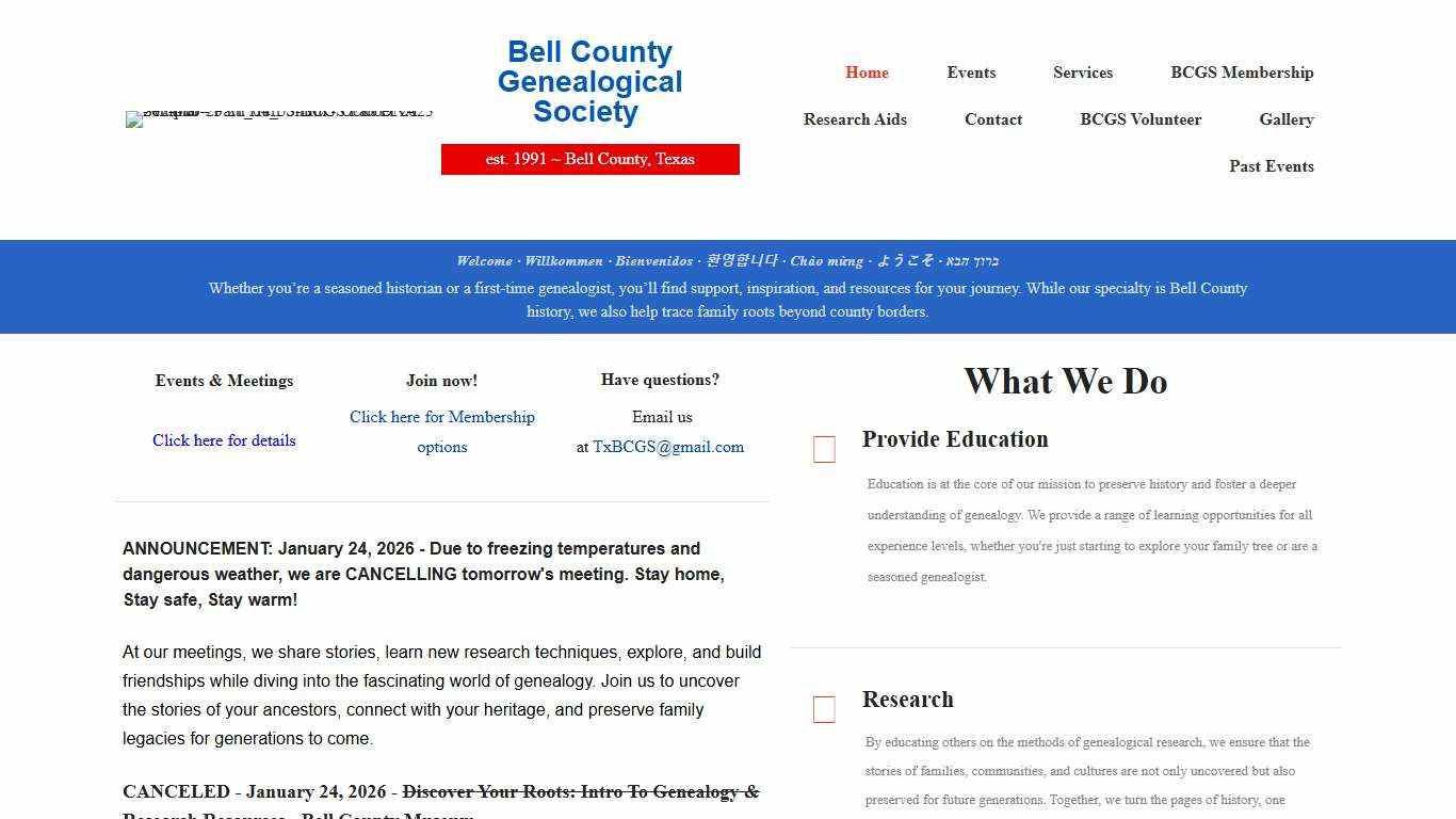 Bell County Genealogical Society Texas