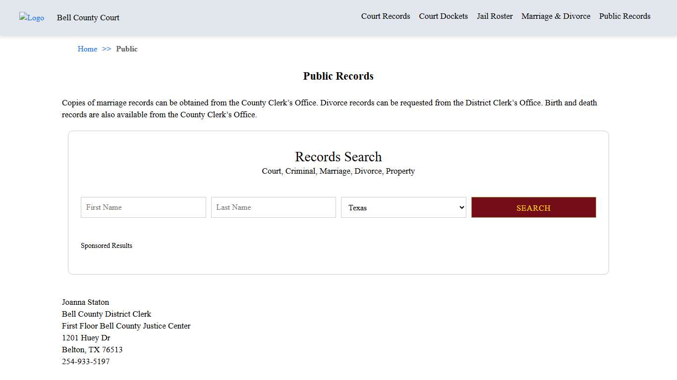 Public Records Bell County Court