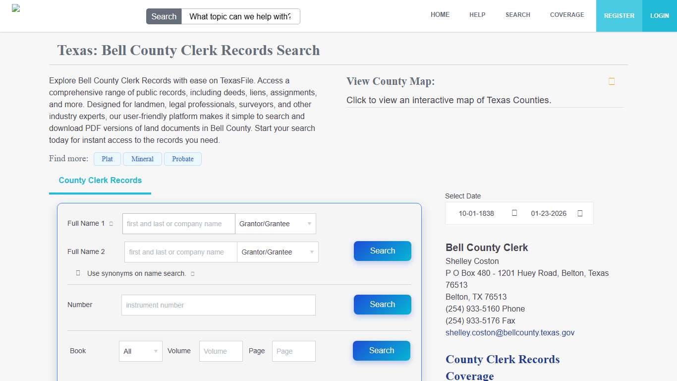Bell County Clerk Records Search TexasFile